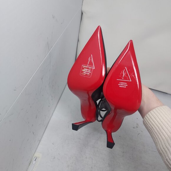 Christian Louboutin Black Strappy Condora Leather Heel Shoe - Picture 2 of 12